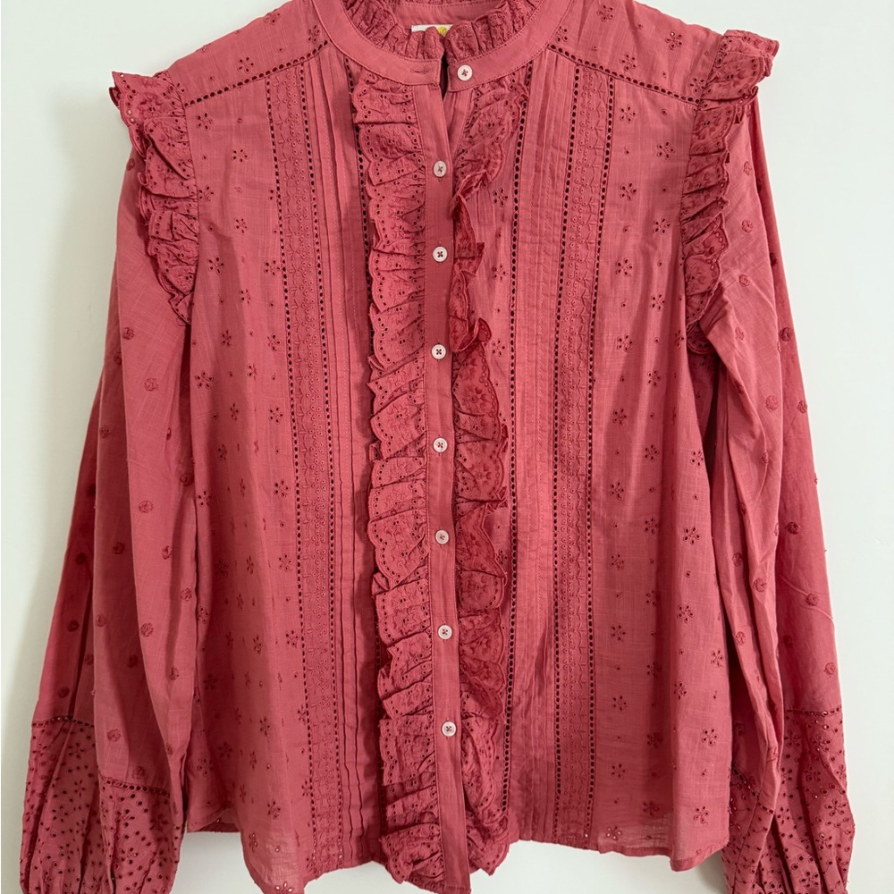 Boden Ruffled Eyelet Blouse - Rose